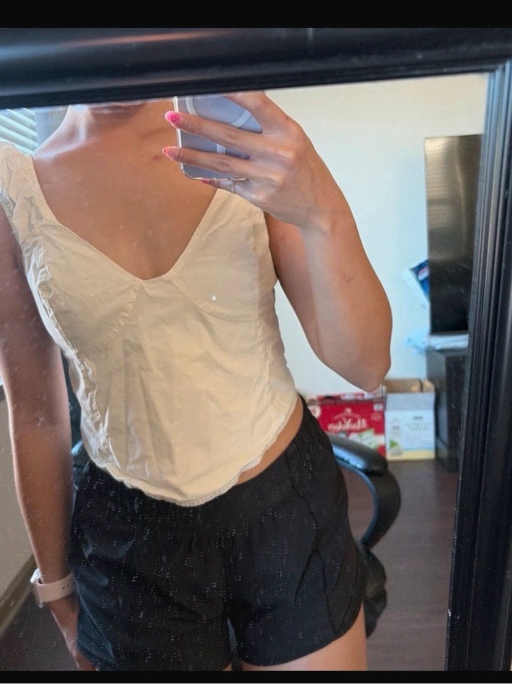 aerie Cream V-Neck Cropped Camisole